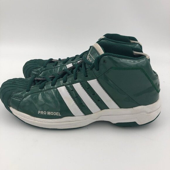 Vintage ADIDAS Pro Model Green Patent Leather Basketball Shoes 2002 US 12M EUC - Picture 3 of 11
